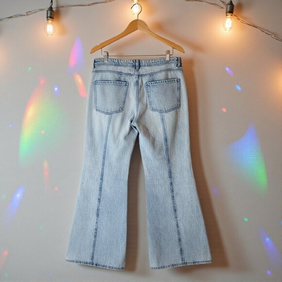 H&M Divided Wide Leg Jeans Acid Wash Utility Cargo High Rise Y2K Skater Size 8 - Picture 2 of 11